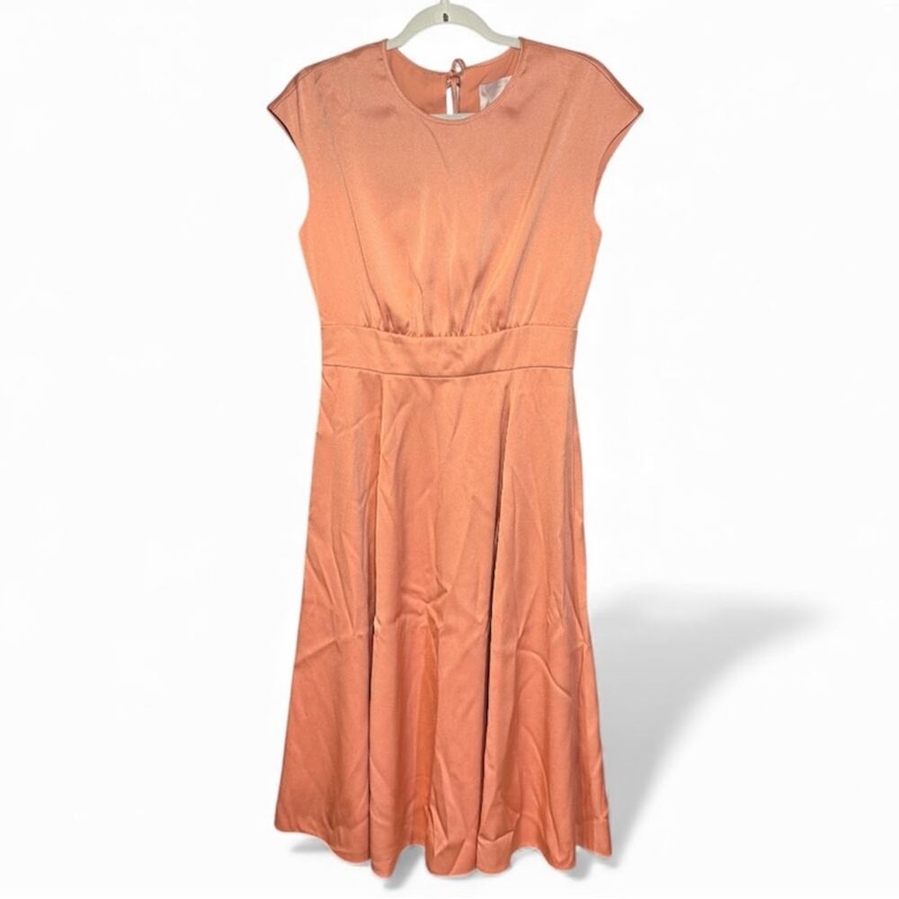 Gal meets Glam Julia Crepe Back Feminine Satin Midi Dress Size 6